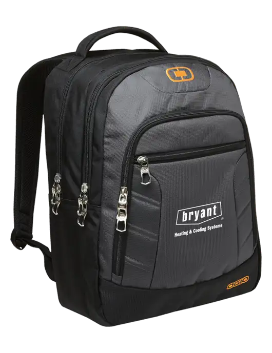 OGIO Dark Grey/Orange Colton Laptop Backpack
 w/Bryant H&C Systems Logo