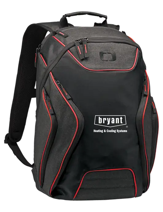 OGIO Red/Heather Grey Hatch Laptop Backpack
 w/Bryant H&C Systems Logo