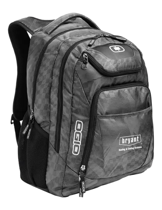 OGIO Race Day Silver Excelsior Laptop Backpack w/Bryant H&C Systems Logo