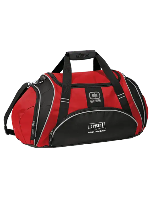 OGIO Red Crunch Duffel
 w/Bryant H&C Systems Logo
